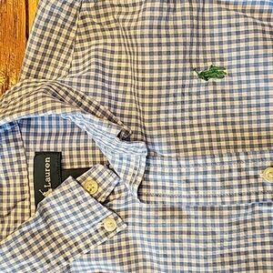 Ralph Lauren light blue Gingham Cotton Button Down Shirt